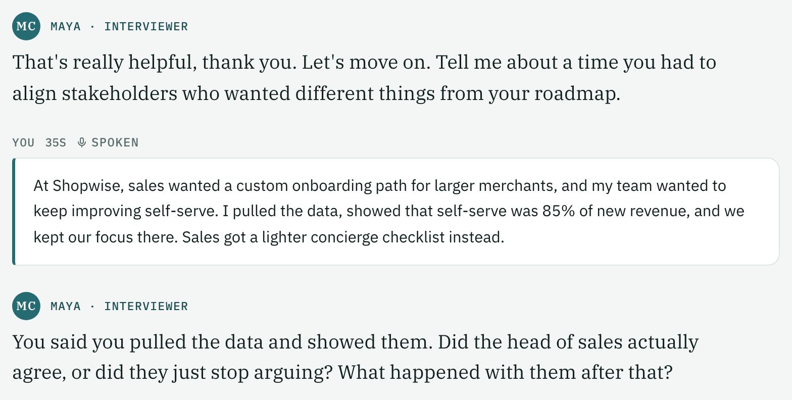 Candor Prep: Mid-mock, with a spoken reply
