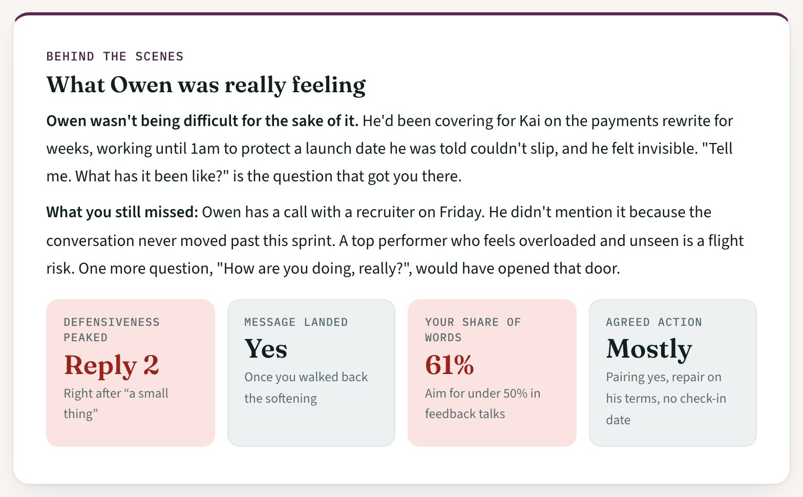 Hard Conversations: After the conversation: “What Owen was really feeling”
